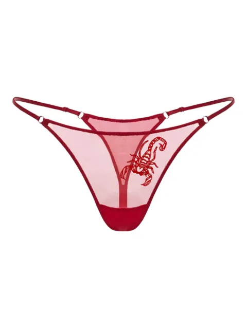 Zhilyova Scorpio-embroidery tulle thong Red 113270210