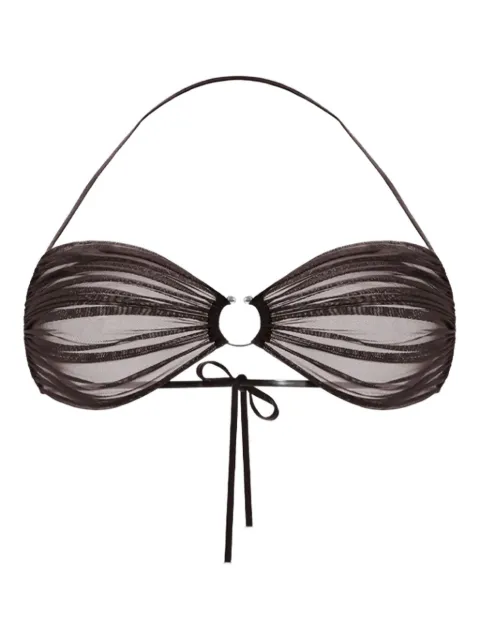 Zhilyova Icon gathered-tulle halterneck bra Brown 203010228