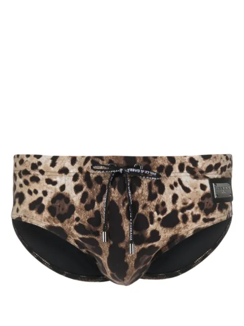 Dolce & Gabbana leopard-print swim briefs Brown M4A77JONO04