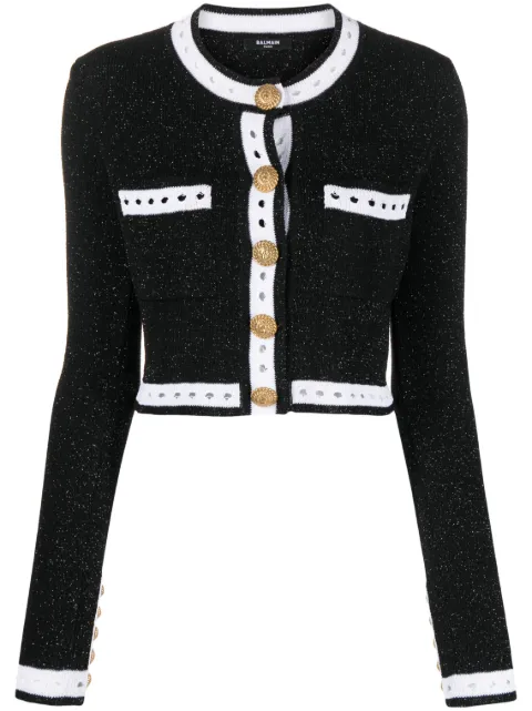 Balmain long-sleeve button-fastening cardigan Black BF1KL101KE74