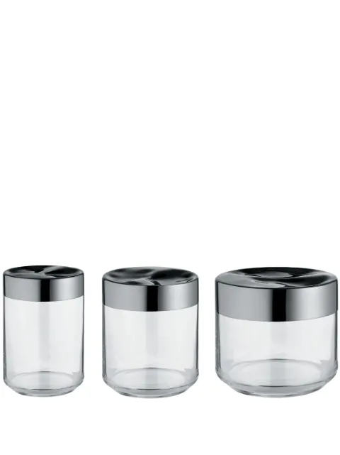 Alessi glass jars (set of three) Silver LC0789