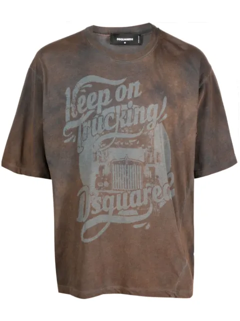 DSQUARED2 graphic-print cotton T-shirt Brown S74GD1183S21600