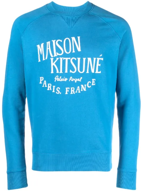 Maison Kitsuné logo-print cotton sweatshirt Blue LM00306KM0001