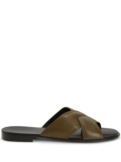 Giuseppe Zanotti Flavio leather slip-on sandals Green IU10061K19