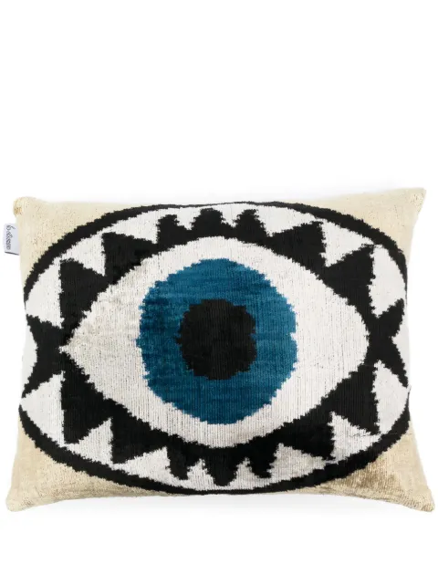 Les-Ottomans jacquard silk velvet cushion Neutrals V666