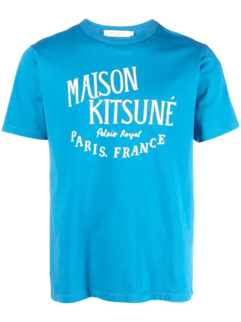 Maison Kitsuné logo-print cotton T-shirt Blue LM00113KJ0008