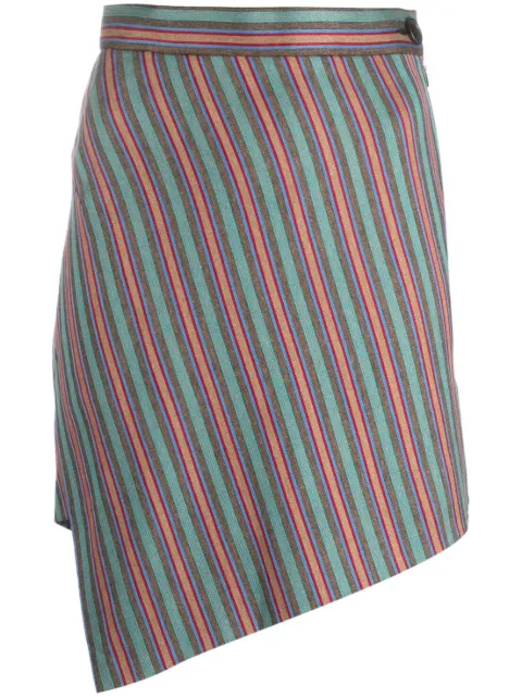 Vivienne Westwood Pre-Owned 2010 striped asymmetric miniskirt Green HOLAVW107