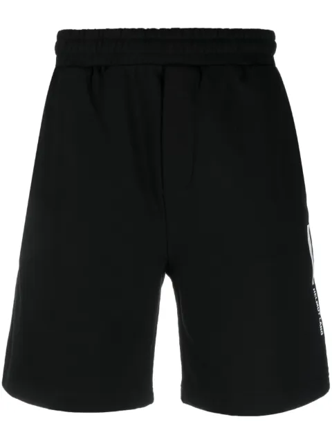 Helmut Lang logo-print cotton track shorts Black N05HM215