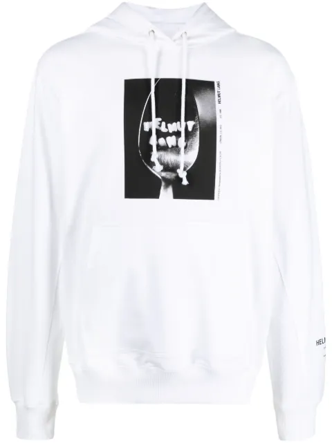 Helmut Lang photograph-print cotton hoodie White N05HM519