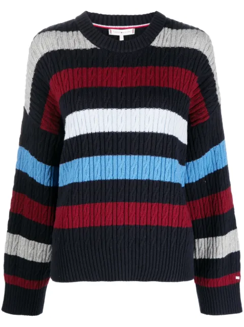 Tommy Hilfiger striped cable-knit jumper Blue WW0WW39012
