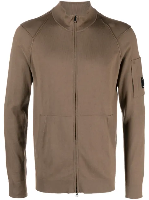 C.P. Company lens-detail zipped cotton cardigan Brown 14CMKN144A004037A