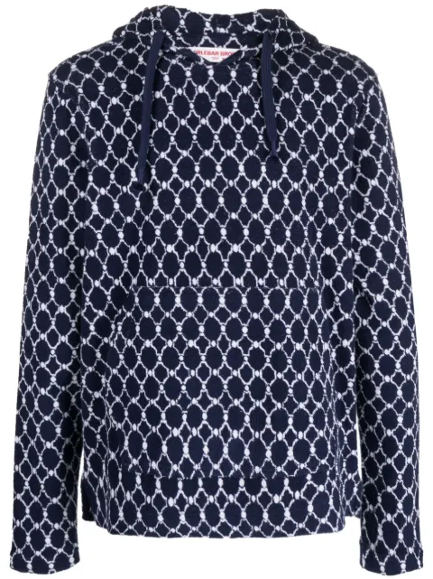 Orlebar Brown Blaine geometric-pattern terry-cloth hoodie Blue 278354