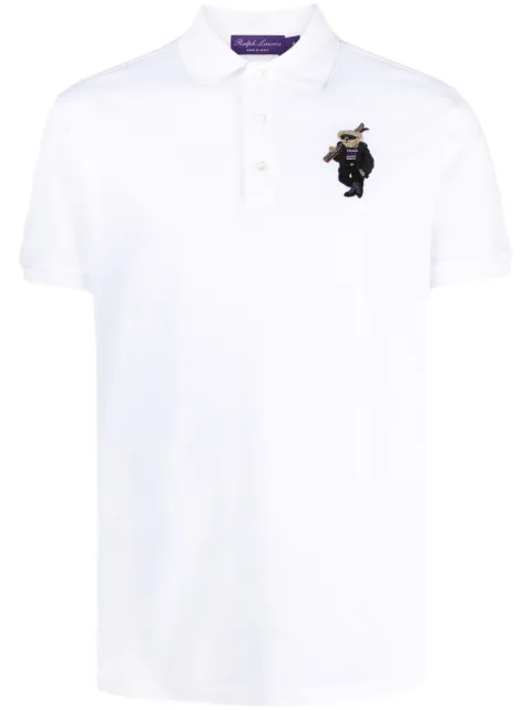 Ralph Lauren Purple Label Polo Bear-embroidered polo shirt White 790922327