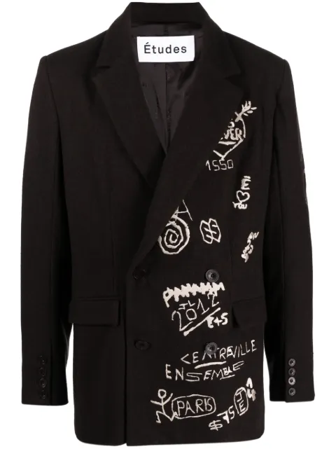 Études Studio Verneuil embroidered-motif blazer Brown H23MM811E00470