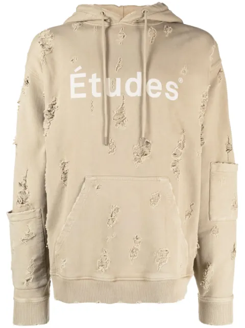 Études Studio Ensemble distressed-effect hoodie Brown H23MM293A03162