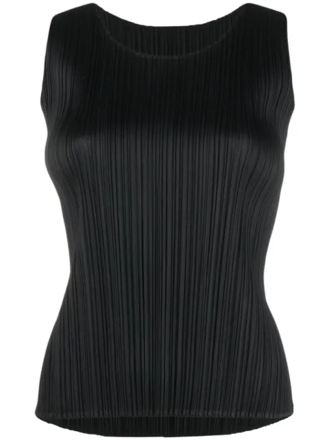 Pleats Please Issey Miyake plissé scoop-neck vest Black PP37JK101
