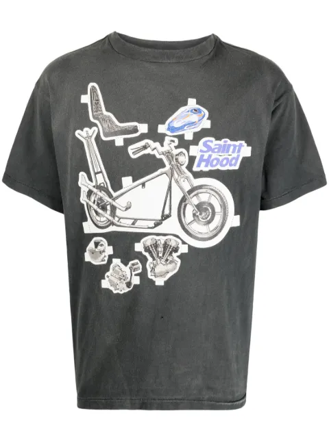 SAINT MXXXXXX graphic-print distressed cotton T-shirt Grey SMS230000114