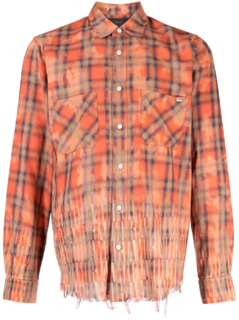 AMIRI logo-print bleached flannel shirt Orange PF23MSL011