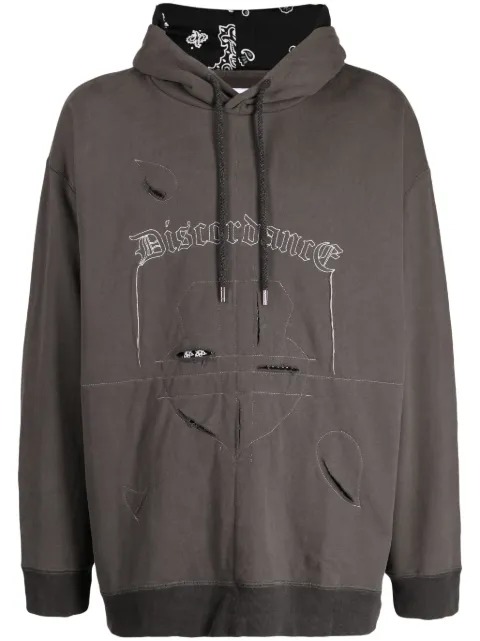 Children Of The Discordance logo-embroidered cotton hoodie Grey COTDPO017B