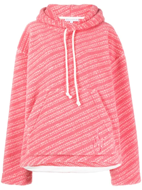 JW Anderson logo-embroidered fleece-textured hoodie Pink TP0301PG1341300