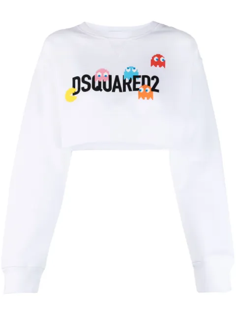 DSQUARED2 logo-print cropped sweartshirt White S72GU0445S25516