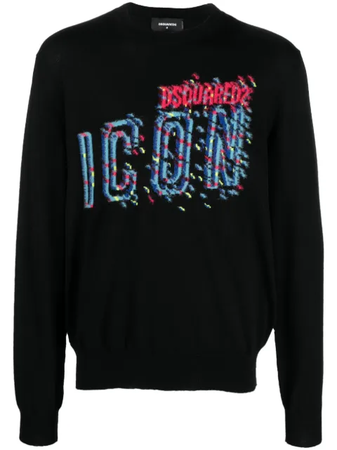 DSQUARED2 intarsia-knit logo jumper Black S79HA0014S18323