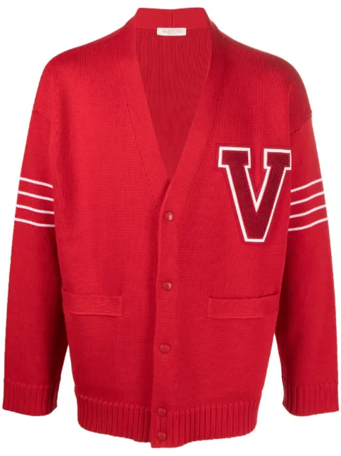Valentino Garavani VLogo-patch wool cardigan Red VKA02Z9H4