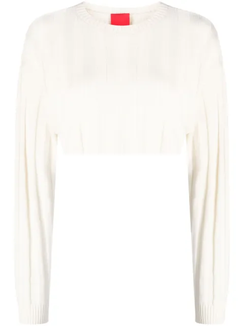 Cashmere In Love Remy ribbed-knit cropped jumper White REMYCROPPEDJUMPER