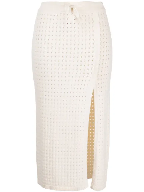 Cashmere In Love Mona crochet-knit midi skirt White MONACROCHETSKIRT