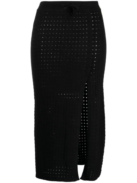 Cashmere In Love Mona crochet-knit midi skirt Black MONACROCHETSKIRT