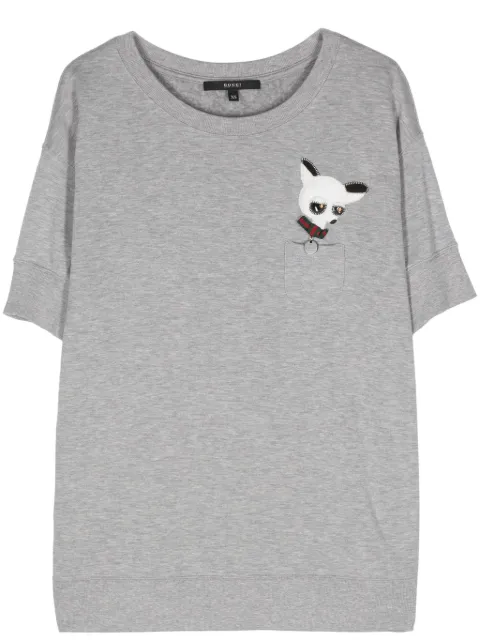 Gucci Pre-Owned 2000s patch-detail T-shirt Grey GUCC280AB