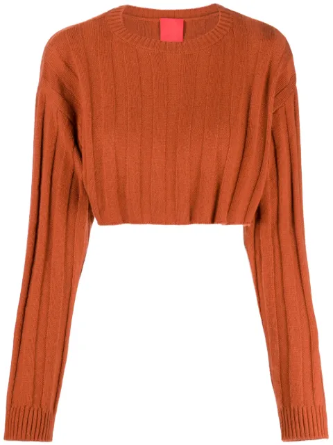 Cashmere In Love Remy ribbed-knit cropped jumper Brown REMYCROPPEDJUMPER