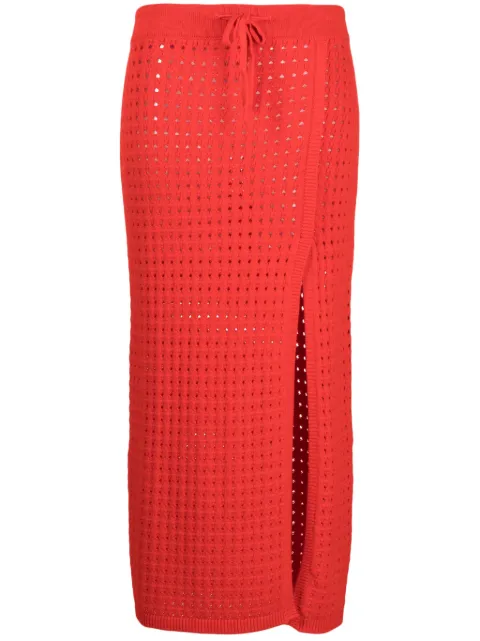 Cashmere In Love Mona crochet-knit midi skirt Red MONACROCHETSKIRT