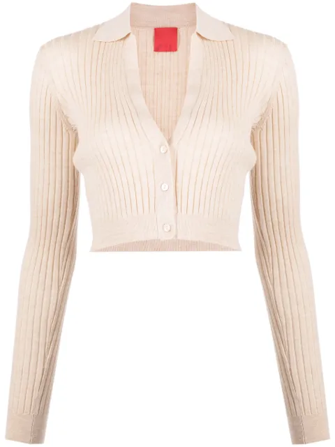 Cashmere In Love Callen V-neck cropped cardigan Brown CALLENPOLOCARDIGAN