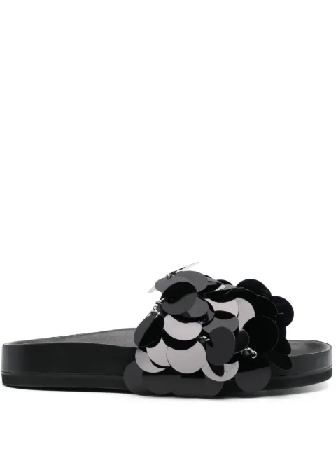 Rabanne Sparkle disc-detailing sandals Black 22AHH0094EMB008