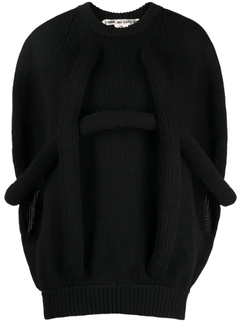 Comme Des Garçons appliqué-detail chunky-knit jumper Black GLN003