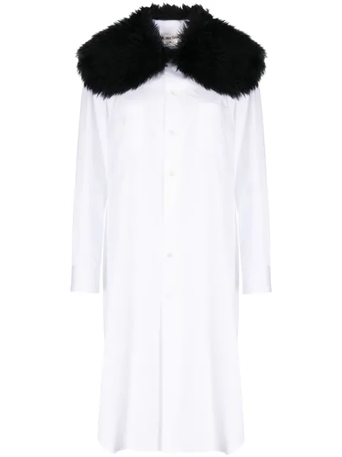 Comme Des Garçons fur-collar midi shirtdress White GLB010