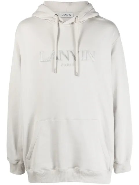 Lanvin logo-embroidered fleece hoodie Grey RMHO0009J210A23
