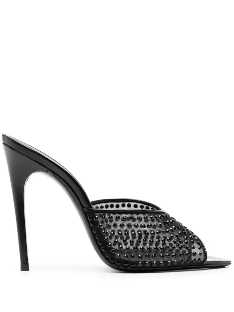 Saint Laurent crystal-embellished 120mm leather mules Black 7424502WJ0C