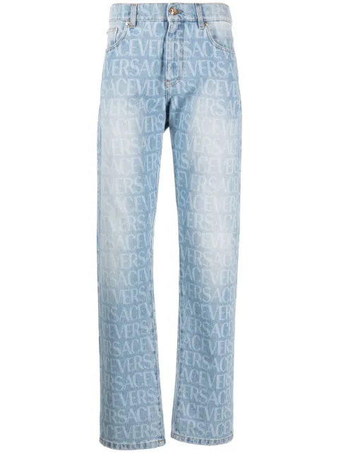 Versace Versace Allover straight-leg jeans Blue 10078371A07661
