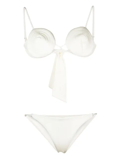 Noire Swimwear tonal-stitch detail bikini set White NSW386