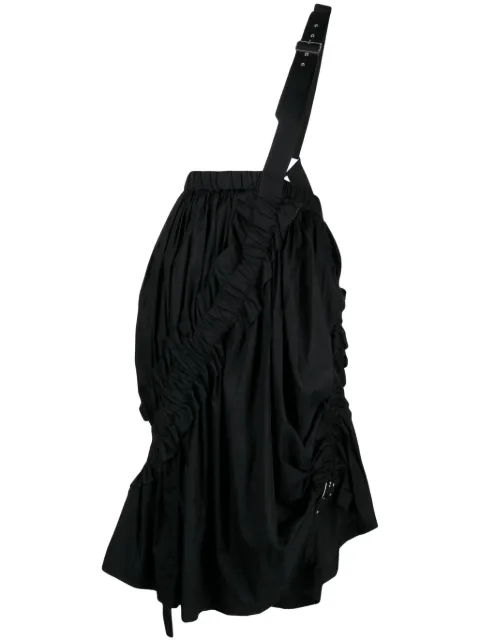 Noir Kei Ninomiya ruched-detailing cotton skirt Black 3LA006