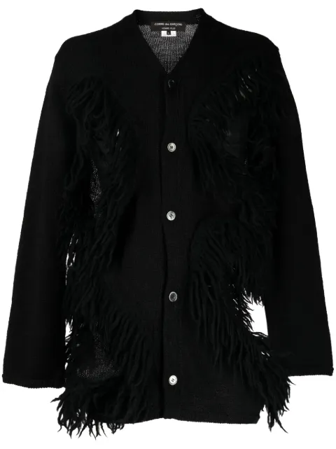 Comme des Garçons Homme Plus fringed cut-out wool cardigan Black PLN016