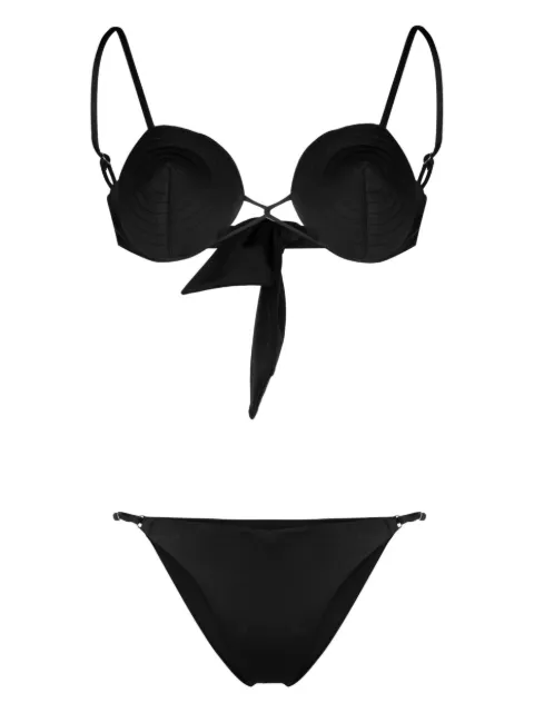 Noire Swimwear tonal-stitch detail bikini set Black NSW386