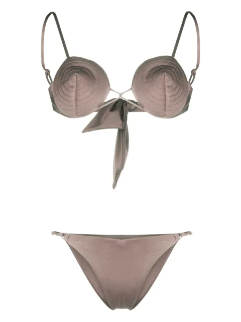 Noire Swimwear tonal-stitch detail bikini set Neutrals NSW386