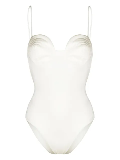 Noire Swimwear round-neck swimsuit White NSW385