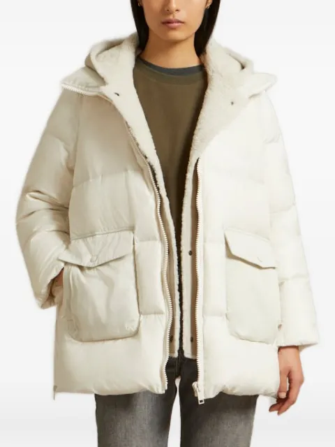Yves Salomon hooded flap-pocket coat White 24WFM03276M15W