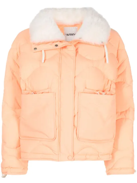 Yves Salomon concealed-fastening padded jacket Orange 24WFV04557T09G