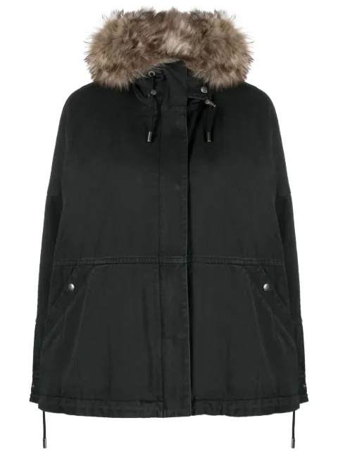 Yves Salomon detachable-hood padded parka Blue 24WFV04964T01G