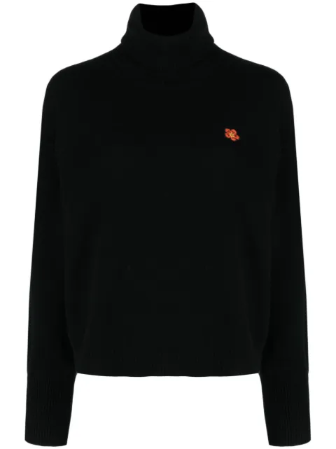 Kenzo Boke Flower-patch wool jumper Black FD62PU4323LC